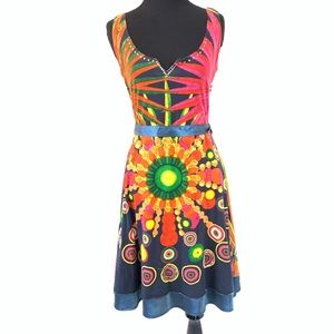 DESIGUAL MULTICOLORED SEQUIN BOHO DRESS SIZE SMALL
